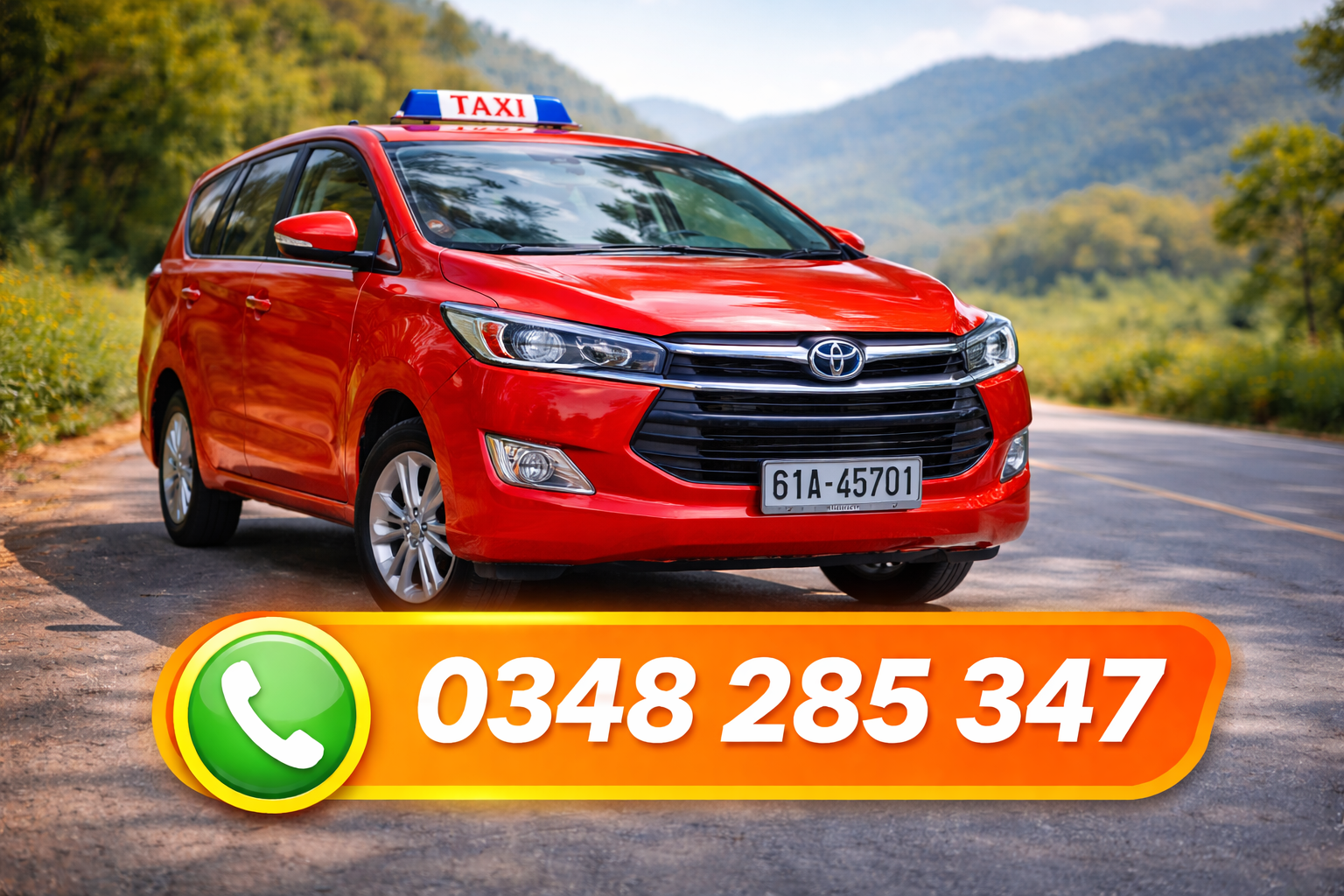 Taxi đi tỉnh giá rẻ – xe rộng rãi, thoải mái cho gia đình và nhóm đông người, phục vụ 24/7, an toàn. Gọi ngay 📞 0348 285 347 để đặt xe.